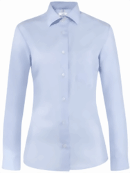 Bild von Damen-Bluse mit Brusttasche hellblau bügelfrei