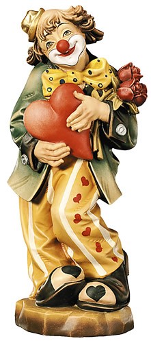 Bild von Clown mit Herz Holzgeschnitzt handbemalt 30cm