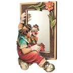 Bild von Clown im Spiegel Holzgeschnitzt handbemalt 30cm