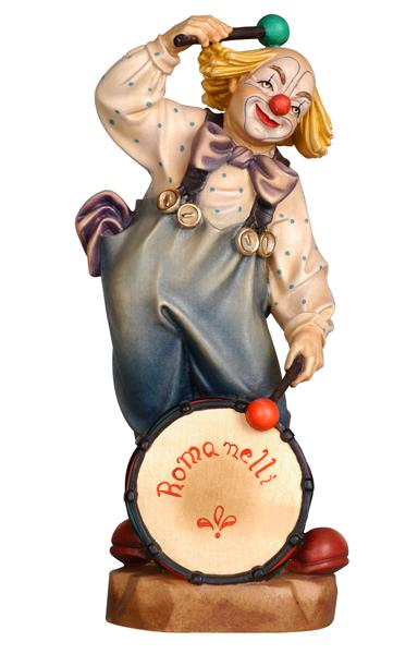 Bild von Clown mit Trommel Holzgeschnitzt handbemalt 30cm