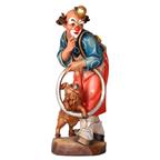 Bild von Clown mit Hund Holzgeschnitzt handbemalt 30cm