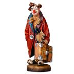Bild von Clown mit Koffer Holzgeschnitzt handbemalt 60cm ein Prachtstück.