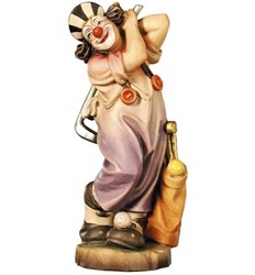 Bild von Clown Golfer Holzgeschnitzt handbemalt 30cm