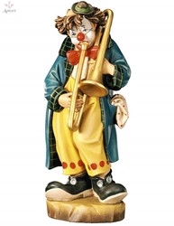 Bild von Clown mit Posaune Holzgeschnitzt handbemalt 30cm