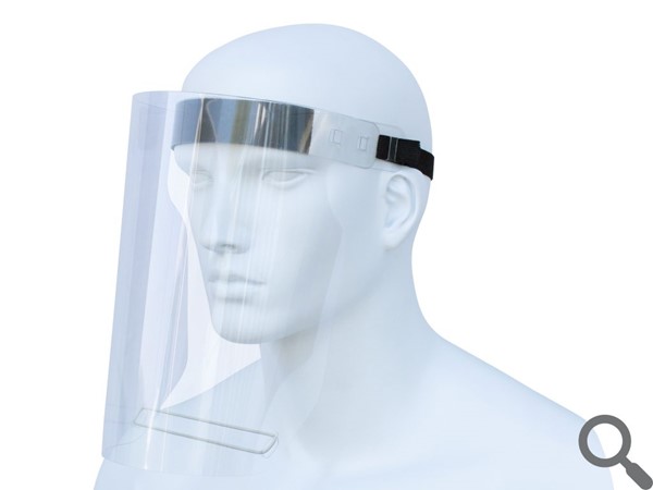 Bild von Gesichtsvisier mit Gummiband mit Grössenverstellung. ( Schutzmaske )
